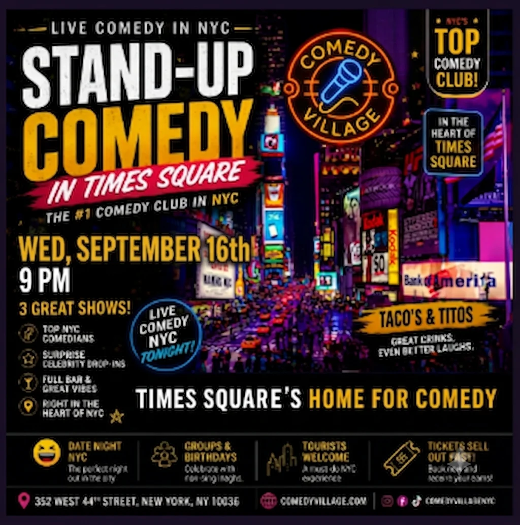 Poster for Times Square Comedy | Wed, September 16th @9 PM
