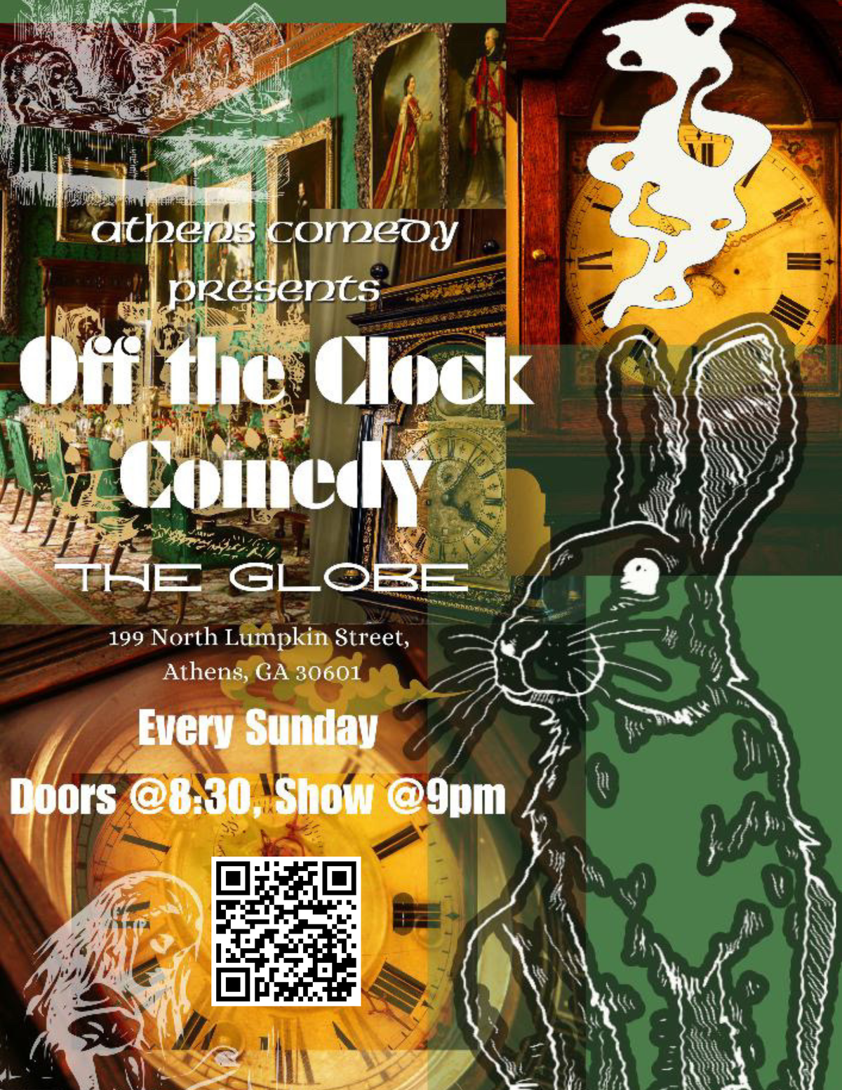 Poster for Off the Clock Comedy Upstairs at the Globe