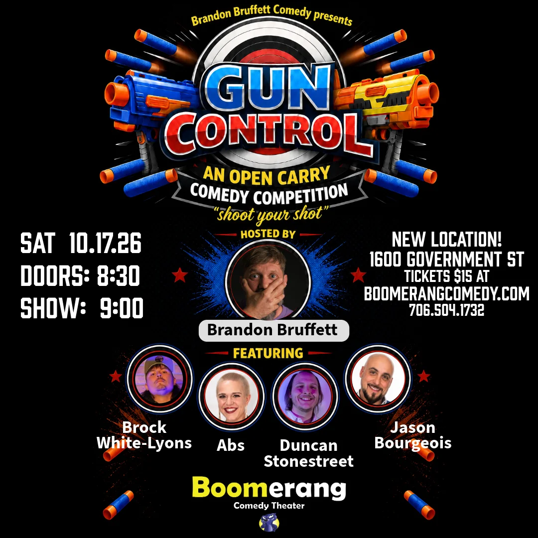 Poster for GUN CONTROL: Open Carry Comedy Competition from Brandon Bruffett