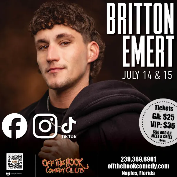 Poster for Comedian Britton Emert Live in Naples, Florida!