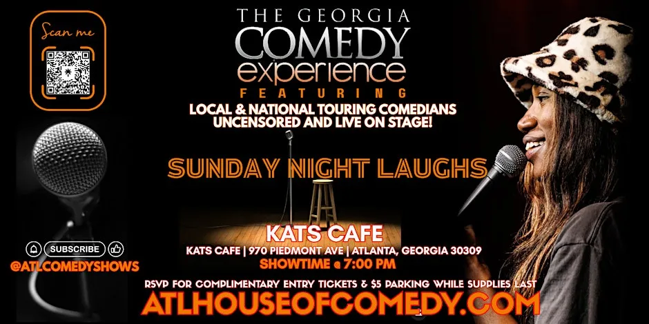 Poster for The Georgia Comedy Experience this Sunday @ Kats Cafe