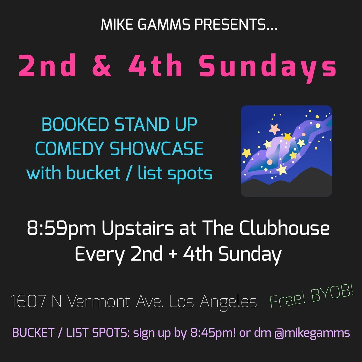 Poster for 2nd & 4th Sundays: Stand Up Showcase + Open Mic