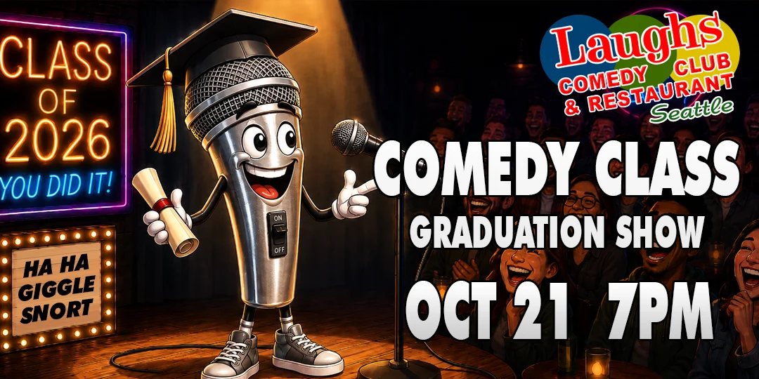 Poster for Comedy Class Graduation Show with Andrew Frank