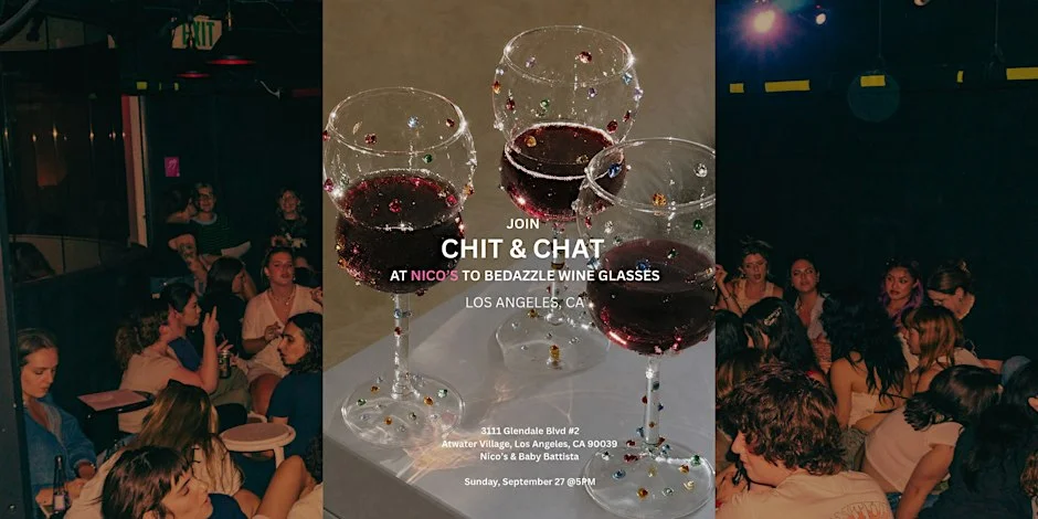Poster for Bedazzle your own wine glass w/ Chit & Chat! @ nico's