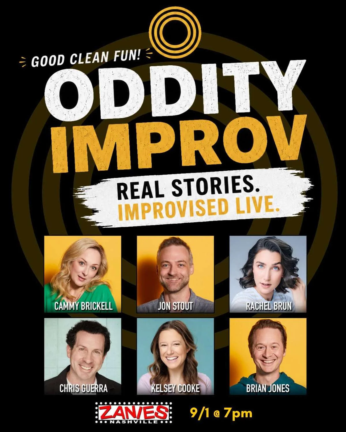 Poster for Oddity Improv. Real Stories, Improvised Live!