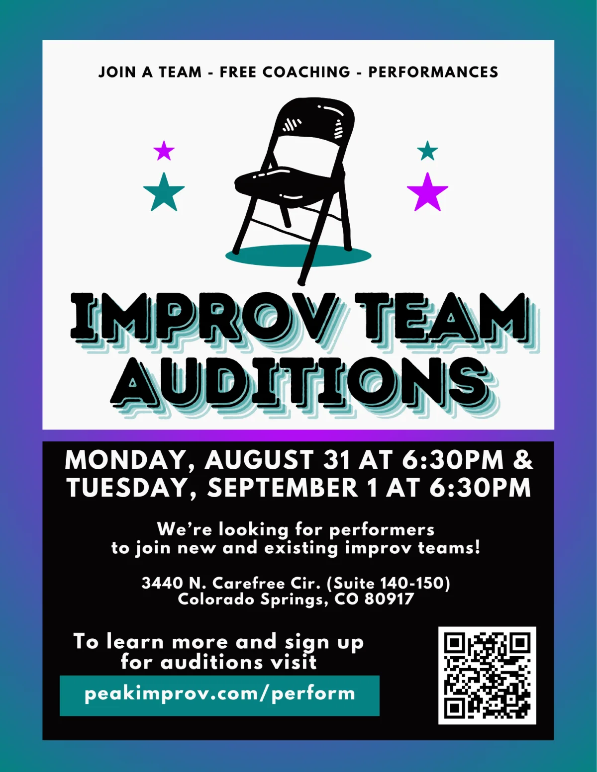 Poster for Improv Team Auditions