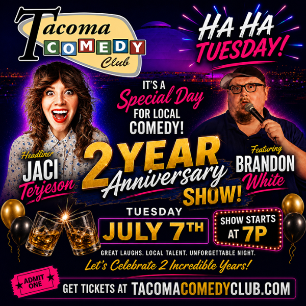 Poster for Haha Tuesdays w/BoeBlast 2 year anniversary show!
