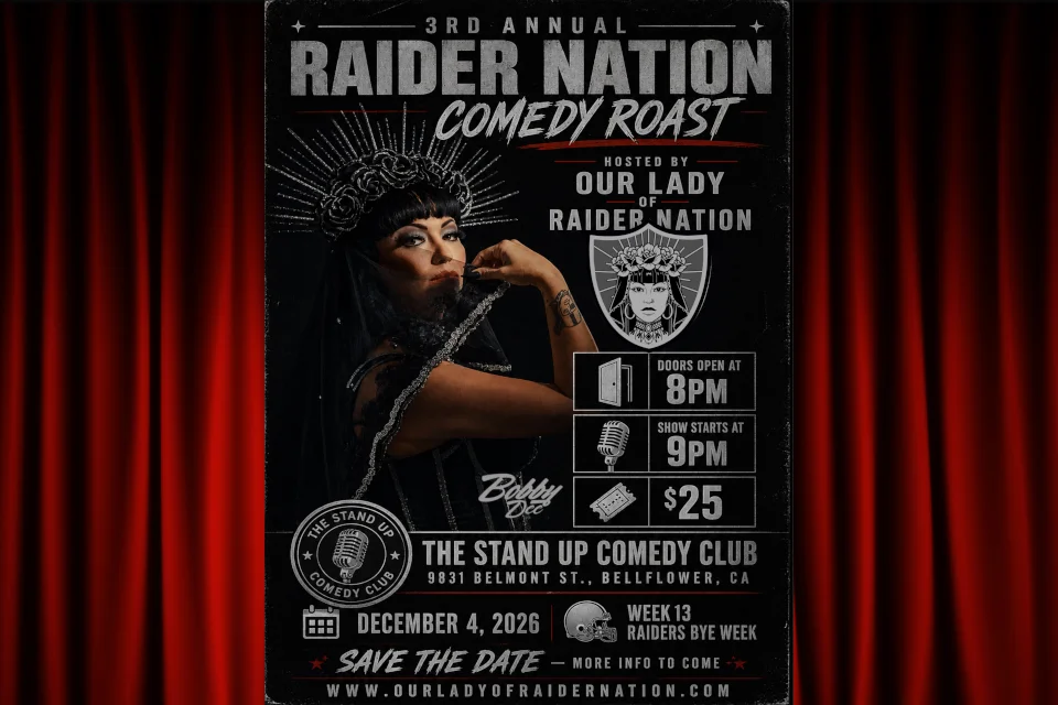 Poster for 3rd Annual Raider Nation Comedy Roast