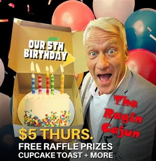 Poster for John Morgan: The Ragin’ Cajun | St. Charles Funny Bone Fifth Birthday Celebration