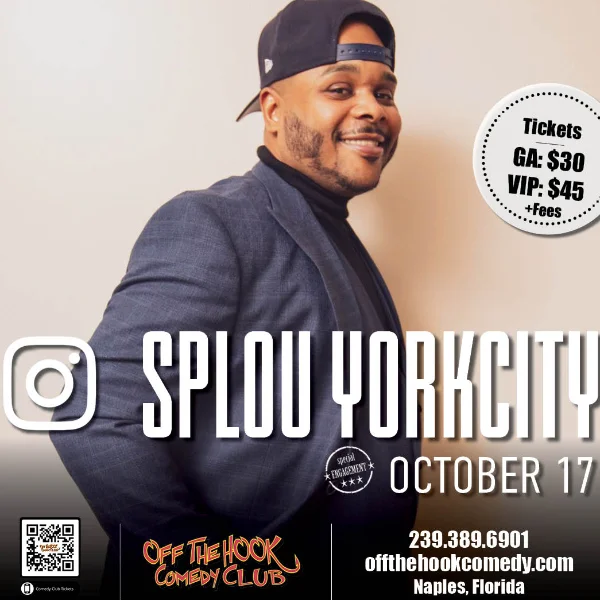 Poster for Comedian Splou Live in Naples, Florida!