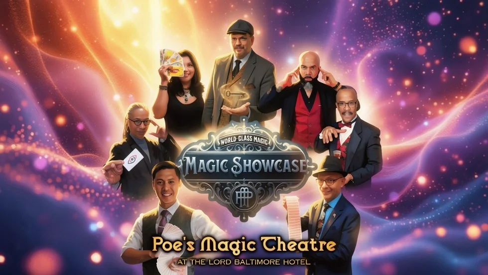 Poster for The Magic Showcase at Poe's Magic Theatre