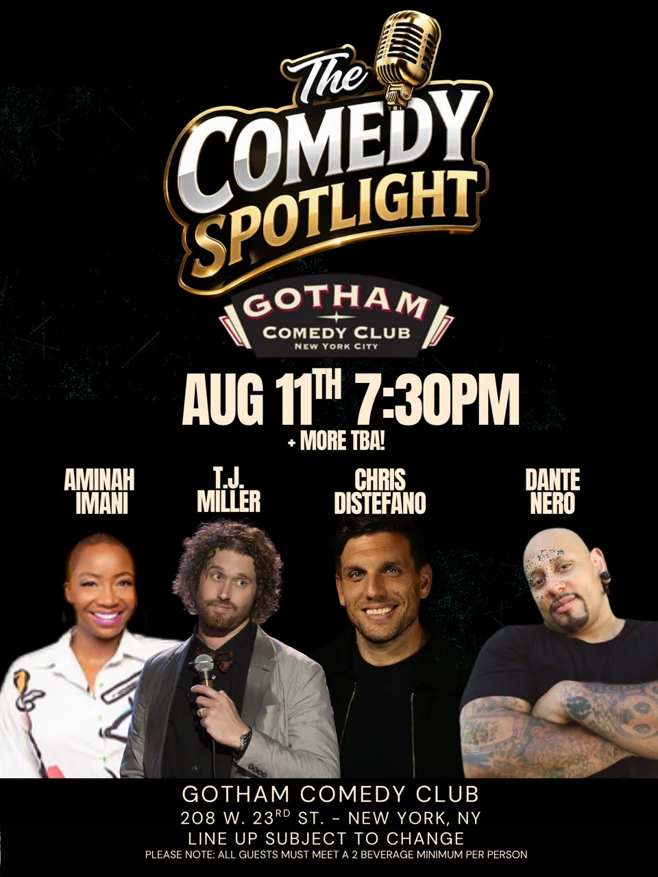 Poster for Comedy Spotlight w/ T.J. Miller & Chris Distefano