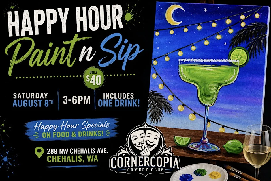 Poster for Happy hour paint & sip!