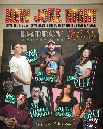 Poster for New Joke Night ft. J.F. Harris, Mike Falzone, Joe Dombrowski, Laura Peek, Opey Olagbaju, Sam Salem, Faith Ladzinski