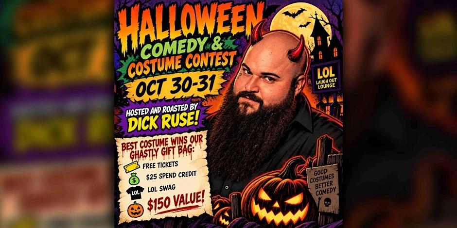 Poster for Halloween Comedy and Costume Contest with Dick Ruse!