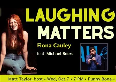 Poster for Laughing Matters with Fiona Cauley and Michael Beers