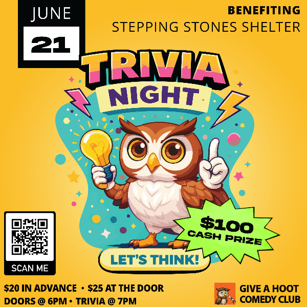 Poster for Trivia Night Benefitting Stepping Stones Shelter