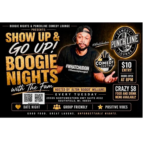 Poster for BOOGIE NIGHTS WITH THE FAM TUESDAY'S W/ ALTON "BOOGIE" WILLIAMS
