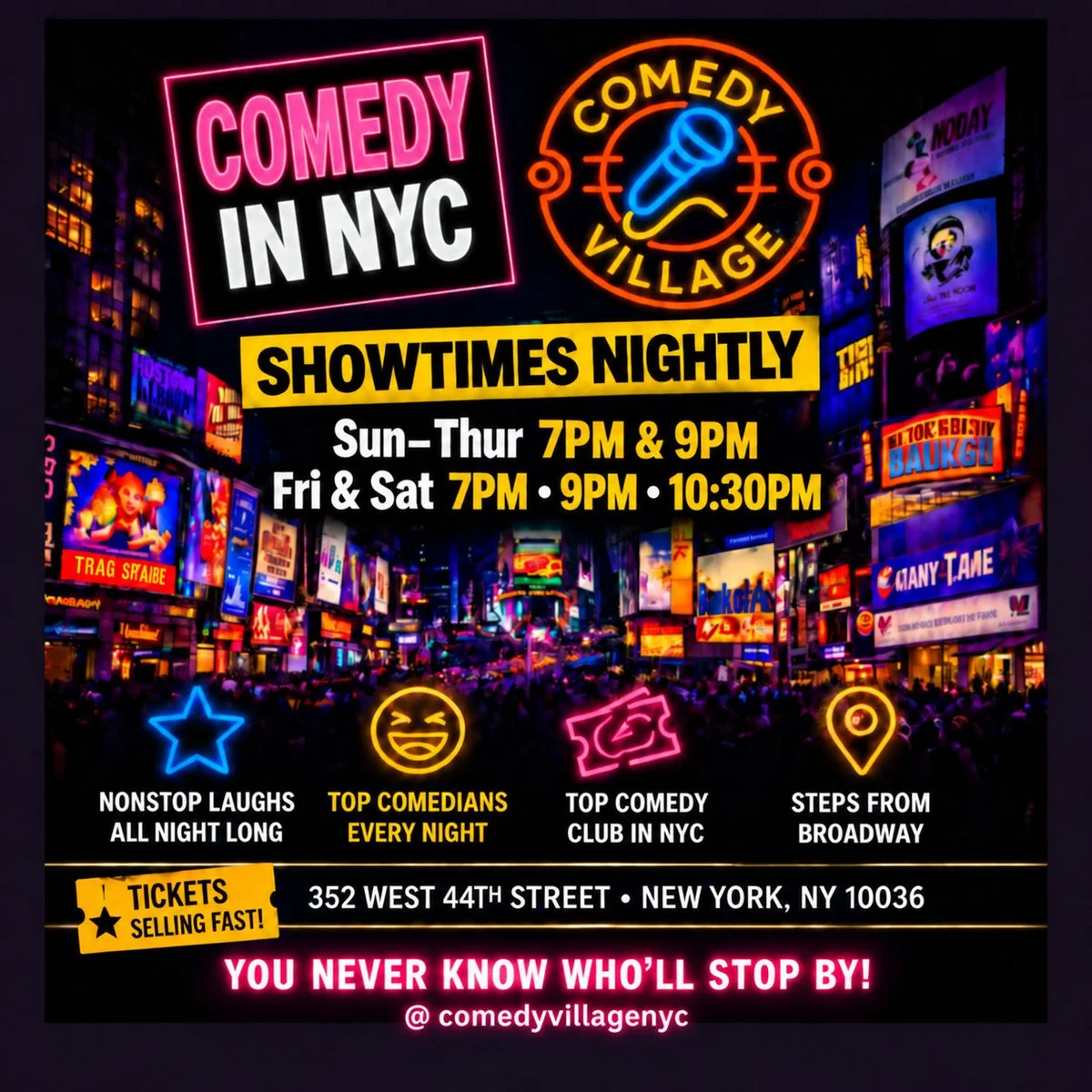 Poster for Live Comedy NYC | Wed, October 28th @7 PM