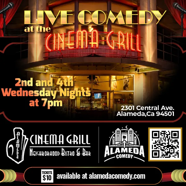 Poster for Live Comedy at the Alameda Theatre Cinema Grill