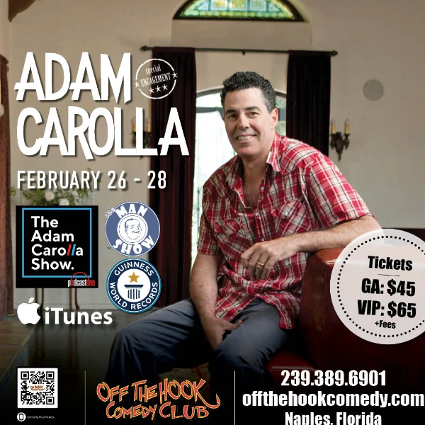 Poster for Comedian Adam Carolla Live in Naples, Florida!