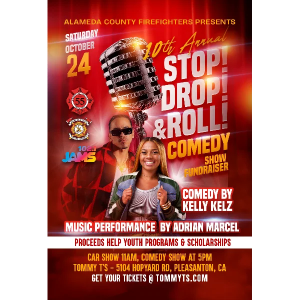 Poster for STOP! DROP! AND ROLL! Comedy Show Fundraiser