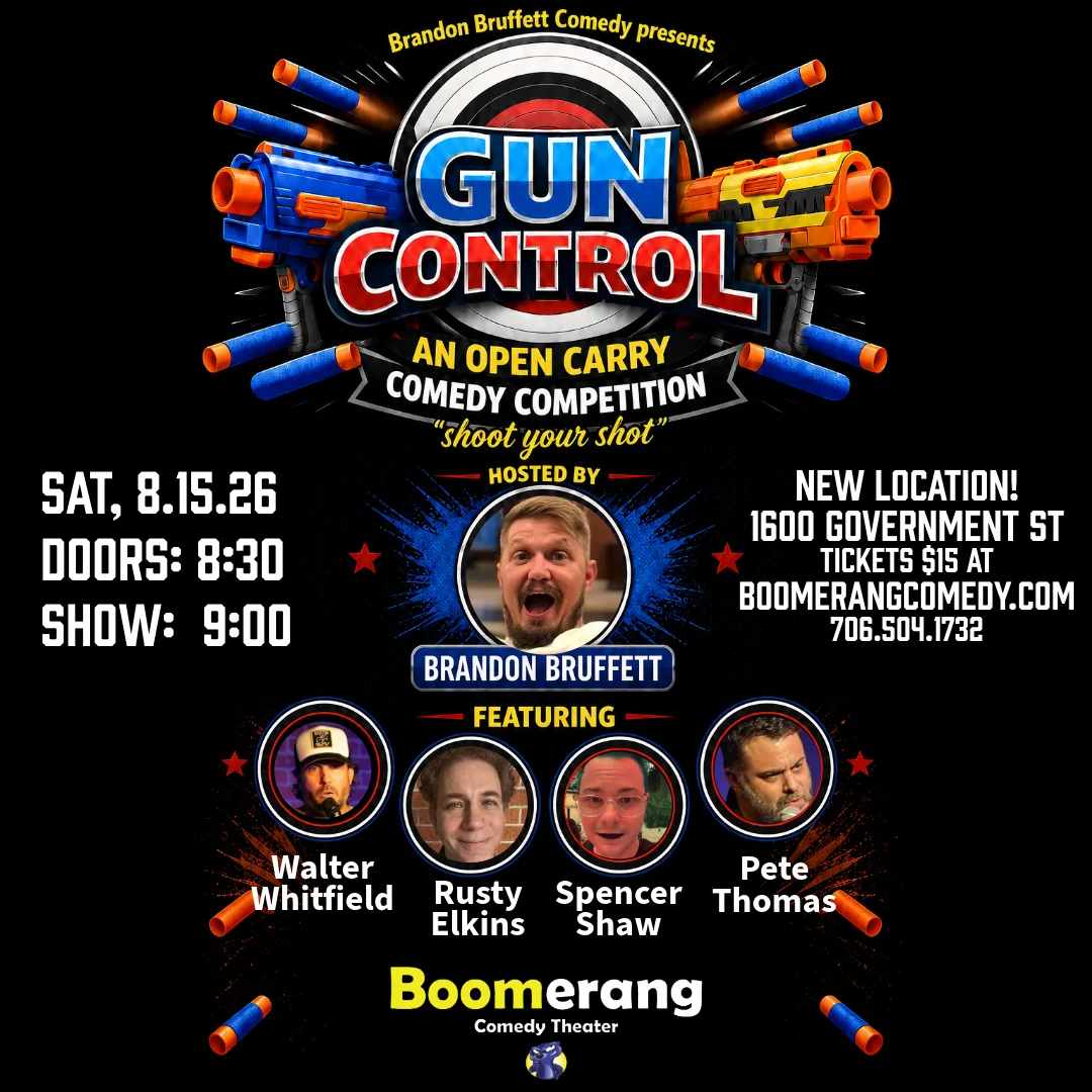 Poster for GUN CONTROL: Open Carry Comedy Competition from Brandon Bruffett