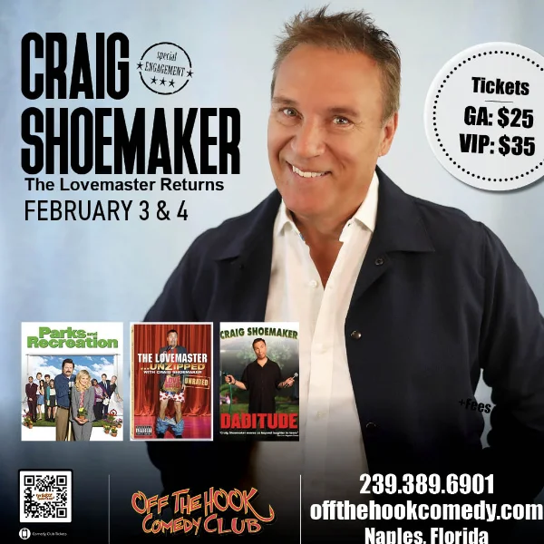 Poster for Comedian Craig Shoemaker Live in Naples, Florida!