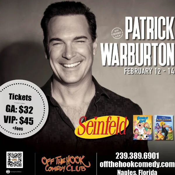 Poster for Comedian Patrick Warburton Live in Naples, Florida!
