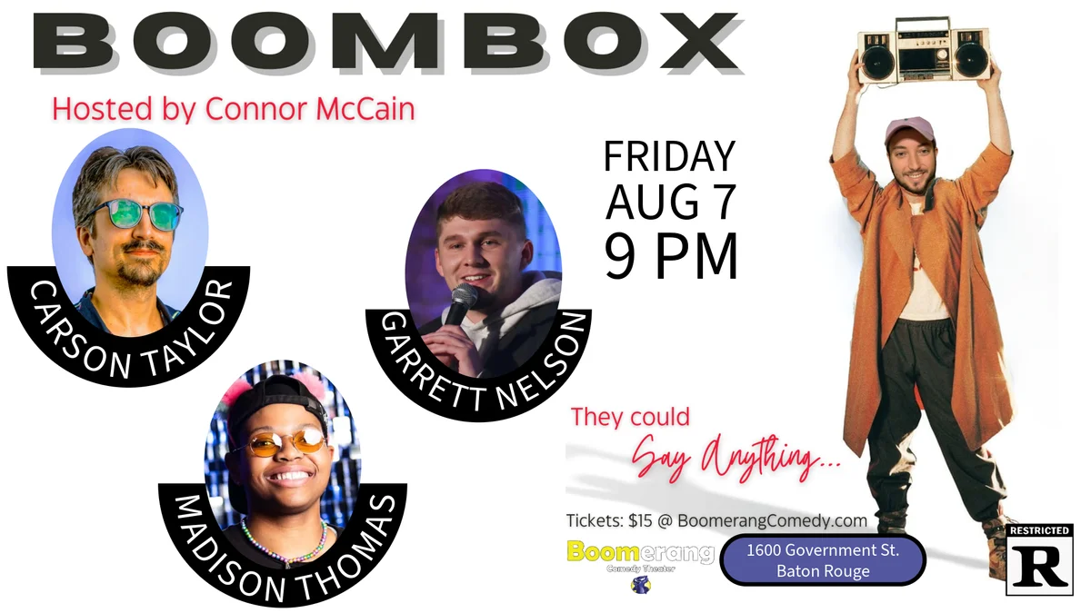 Poster for BOOM BOX STANDUP SHOWCASE - AUGUST