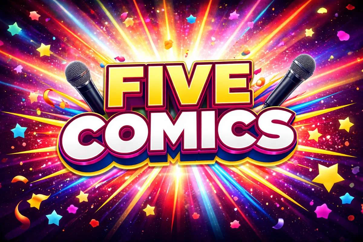 Poster for FIVE COMICS at 8PM