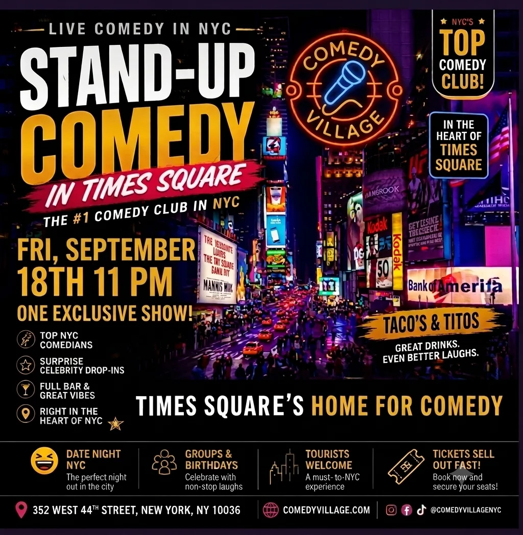 Poster for Times Square Comedy | Fri, September 18th @11 PM