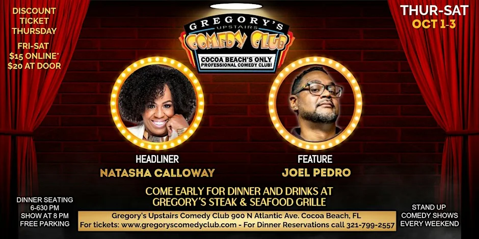 Poster for Oct 3 Gregory's Comedy Club 8pm Show