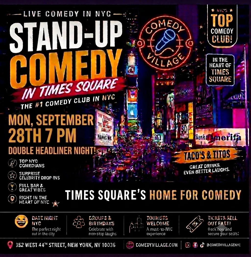 Poster for Times Square Comedy | Mon, September 28th @7 PM