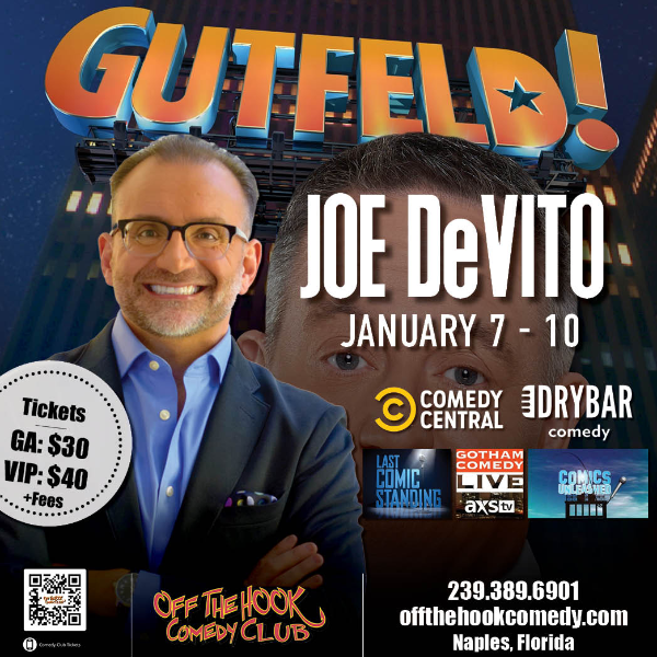 Poster for Comedian Joe DeVito Live in Naples, Florida!