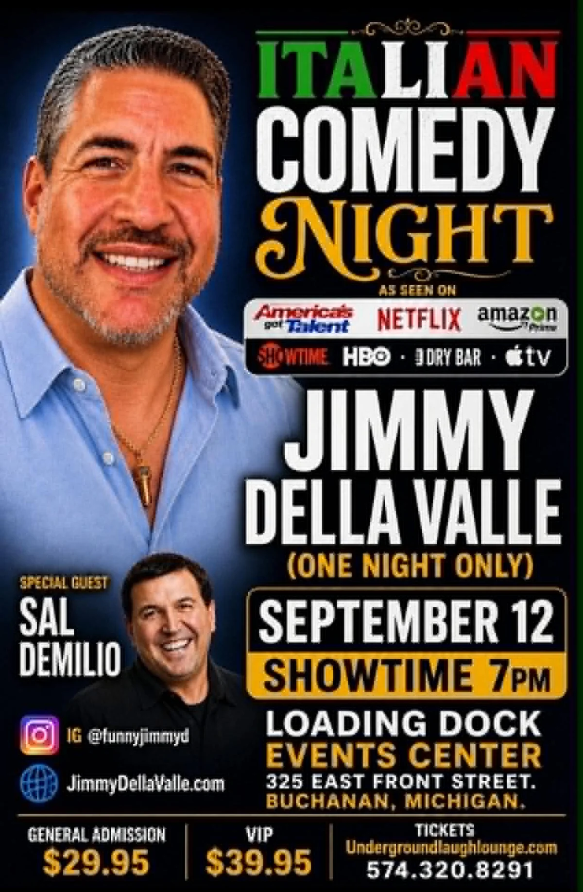 Poster for Italian Comedy Night with Jimmy Della Valle @ The Loading Dock