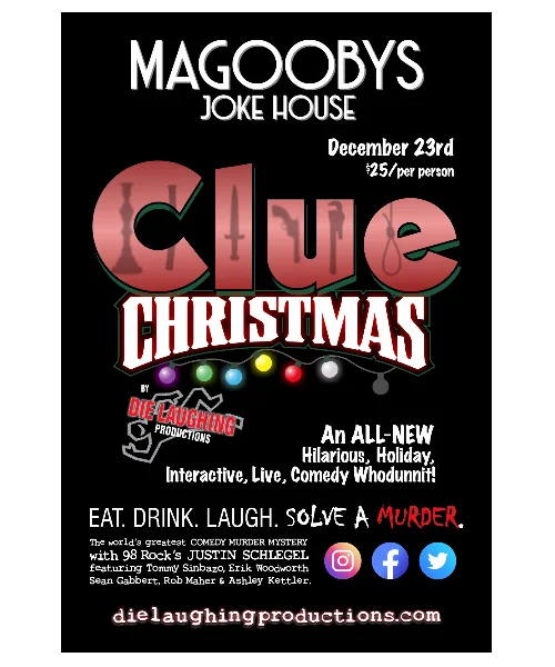 Poster for CLUE CHRISTMAS "Comedy Murder Mystery"