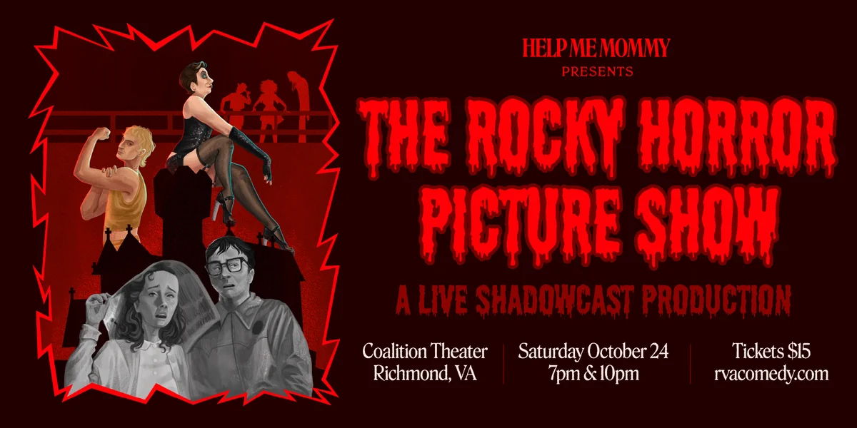 Poster for “Help Me Mommy” Presents The Rocky Horror Picture Show w/ Live Shadowcast