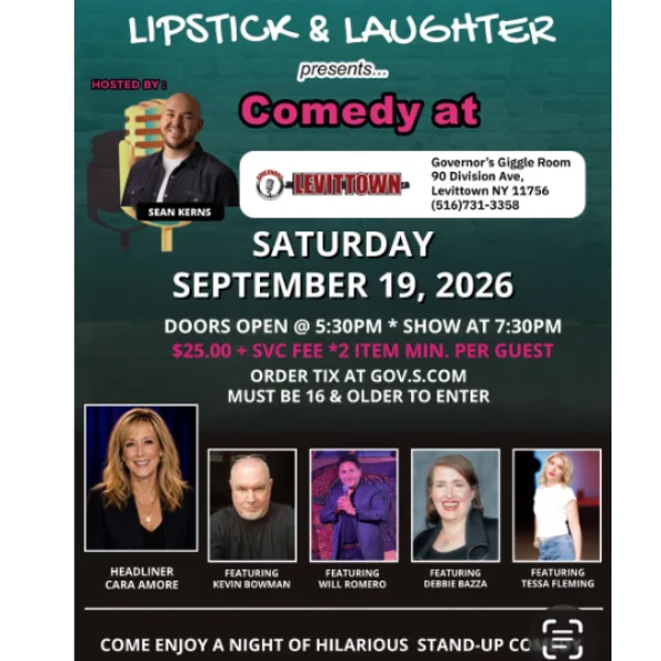 Poster for LIPSTICK & LAUGHTER - SPECIAL EVENT - SATURDAY, 9/19 @ 7:30PM