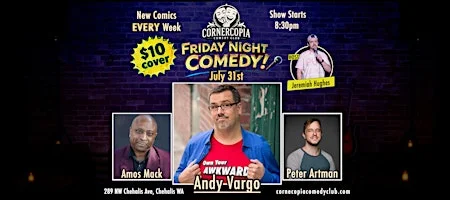 Poster for Friday Night Comedy featuring Andy Vargo!