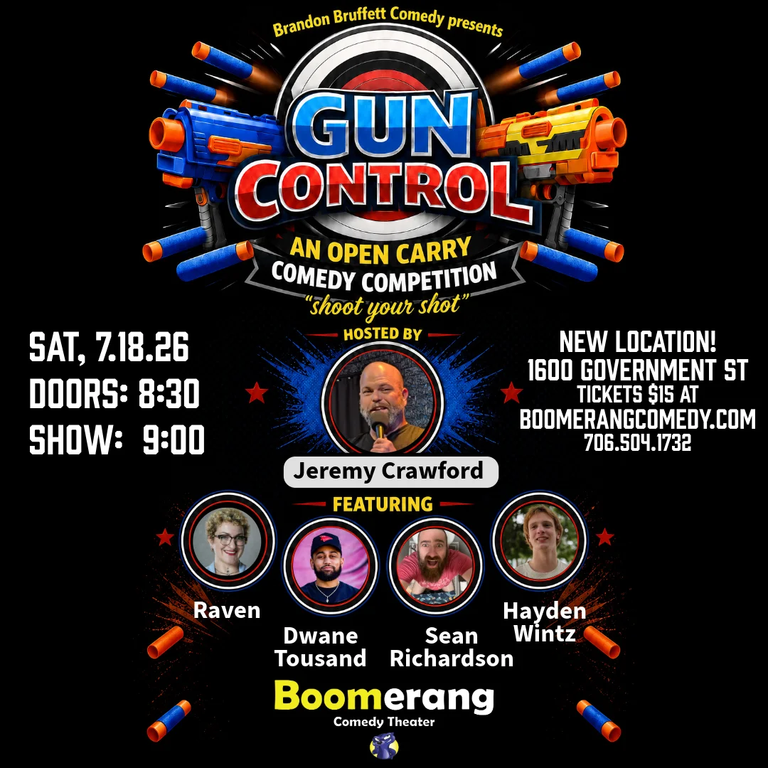 Poster for GUN CONTROL: Open Carry Comedy Competition from Brandon Bruffett
