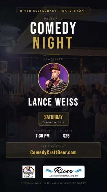 Poster for Comedy Night at Brew Ha Ha at River