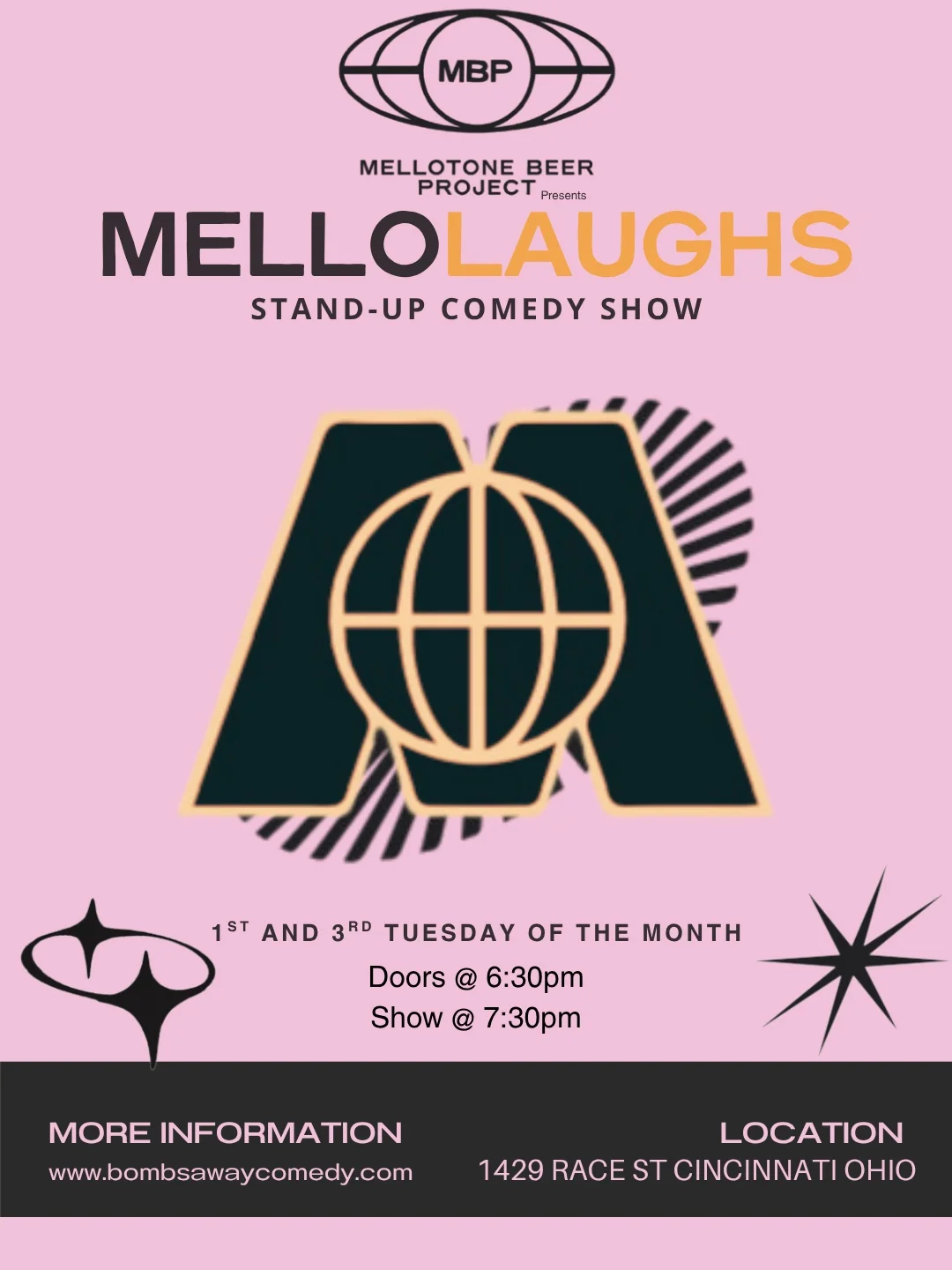 Poster for MelloLaughs at Mellotone — August 18, 2026