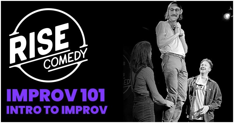 Poster for IMPROV 101 (Sundays 8/9-9/20 @2pm-4:45pm Skipping 9/6)