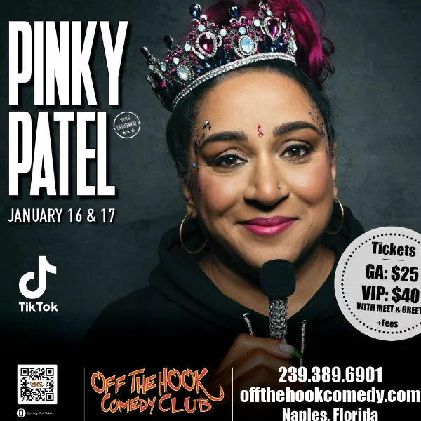 Poster for Comedian Pinky Patel Live in Naples, Florida!