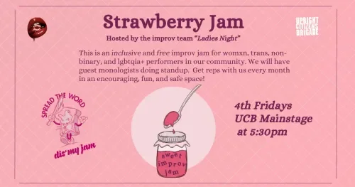 Poster for Strawberry Jam, hosted by “Ladies Night”