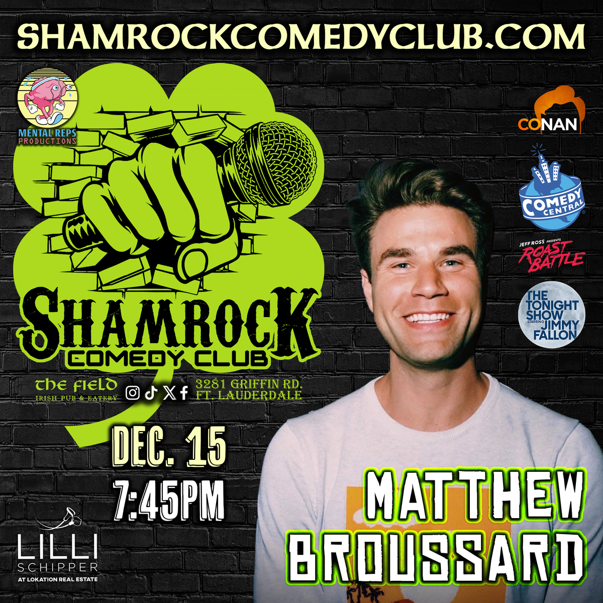 Poster for Matthew Broussard @ Shamrock Comedy Club