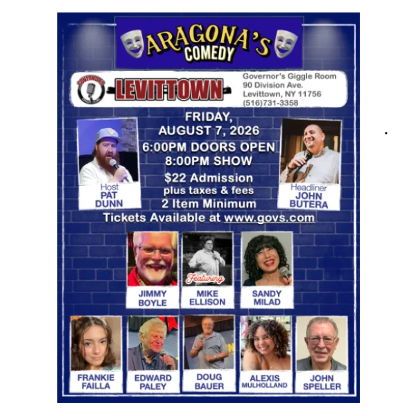 Poster for ARAGONA'S COMEDY - SPECIAL EVENT - FRIDAY, 8/7 IN THE GIGGLE ROOM @ 8:00PM