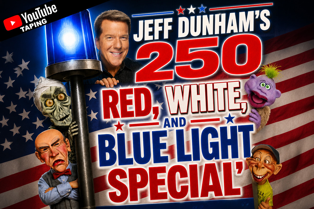Poster for Jeff Dunham’s 250 Red, White, and Blue Light Special *Live Taping*