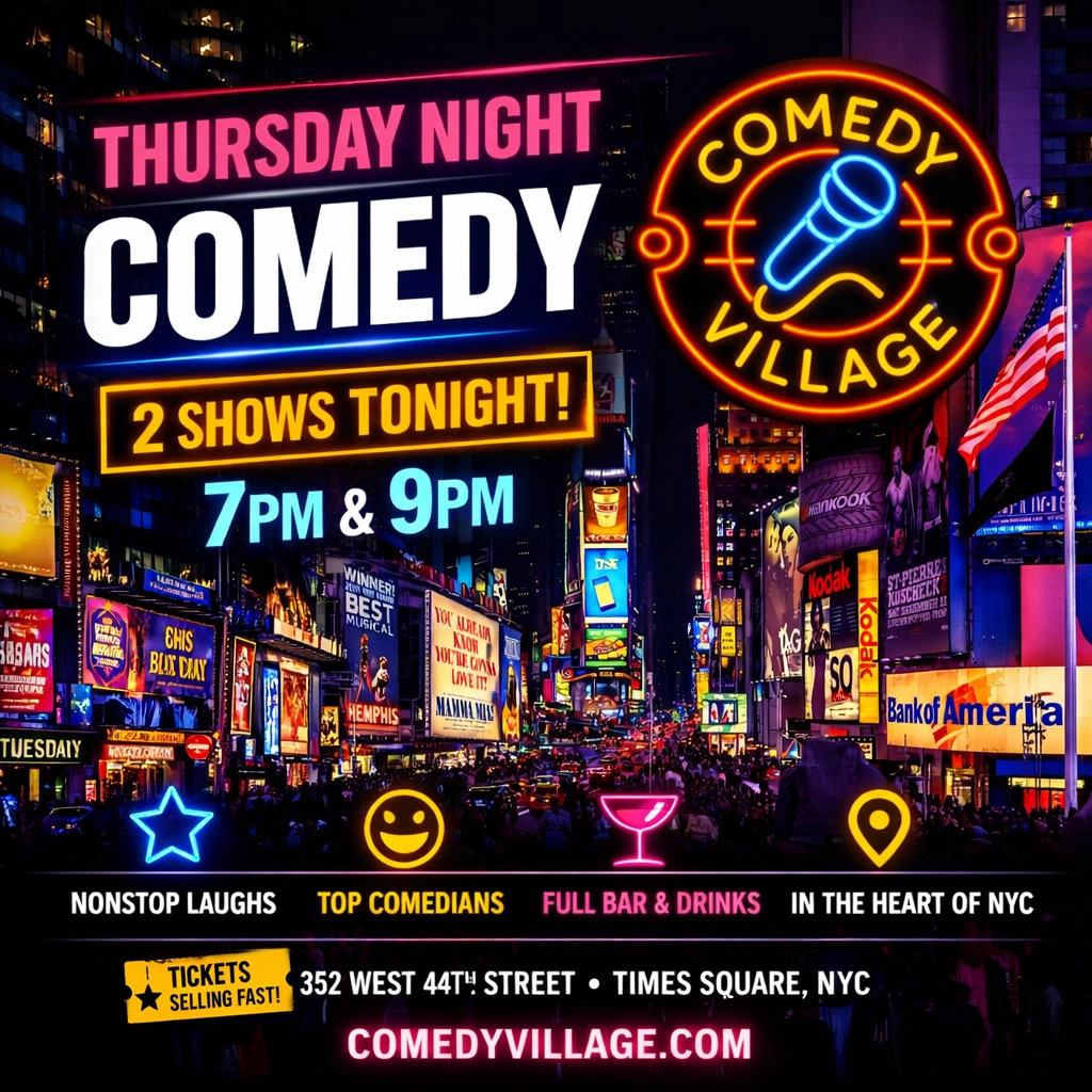 Poster for Times Square Comedy | Thur, July 23rd @9 PM